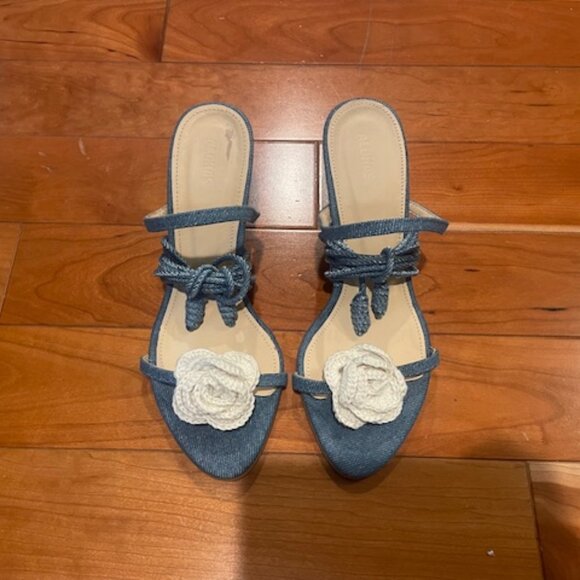Alohas Kendra Bloom Denim Blue Tie Strap Sandals - Women's EU 37 - Picture 4 of 13